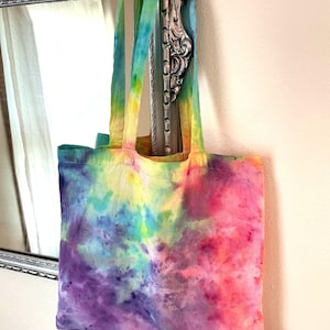 Tie Dye Tote Bag- Ice Dye Galaxy Pattern, Lightweight 100% Cotton Canvas Tote Bag
