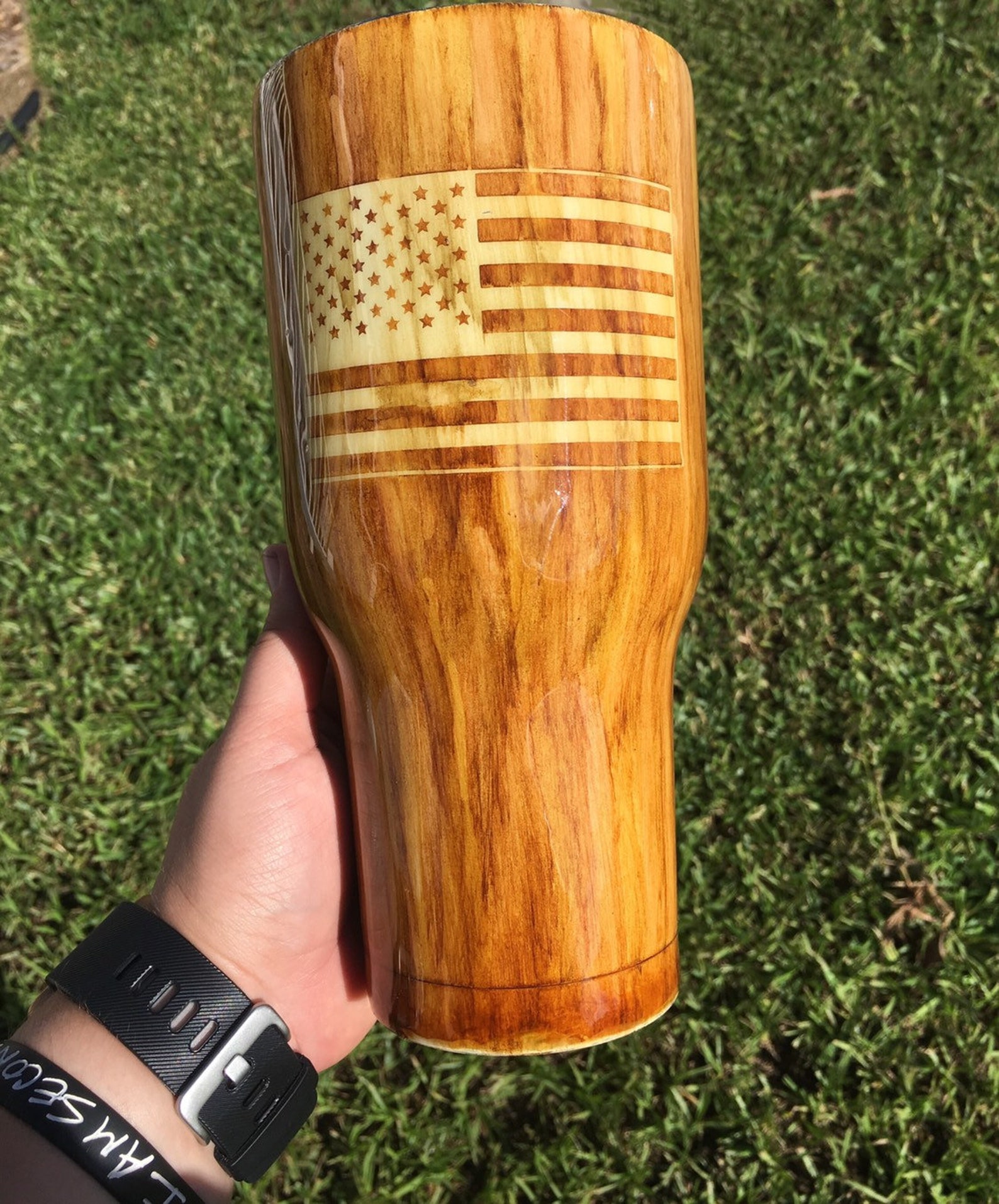 Custom wood grain tumbler Etsy