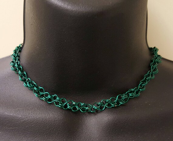 Green Choker Green Necklace Green Collar Locking Day Collar