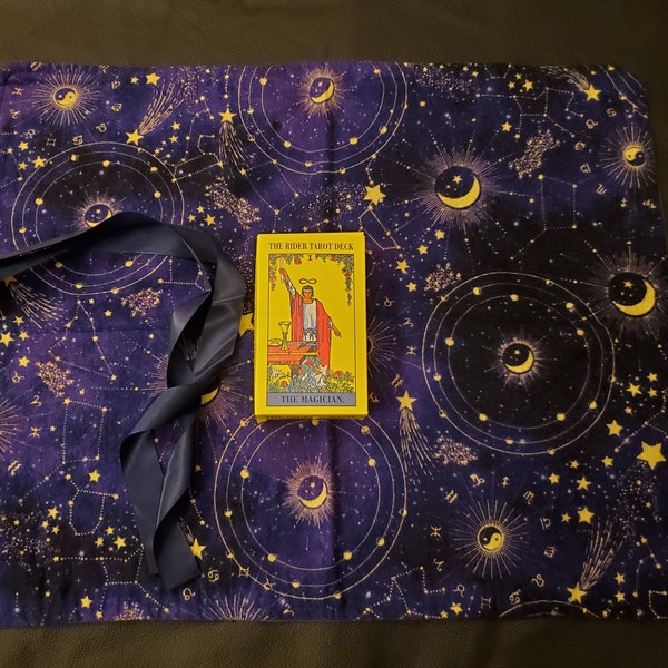 Hurry! Back in Stock! Tarot Mat, Altar Cloth, Gift for Pagan, Altar Cloth, Zodiac Constellations, Divination Mat, Witch Gift, Tarot Bag