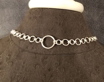 Silver choker, Silver necklace, Silver collar, Silver day collar, Locking silver collar, free shipping