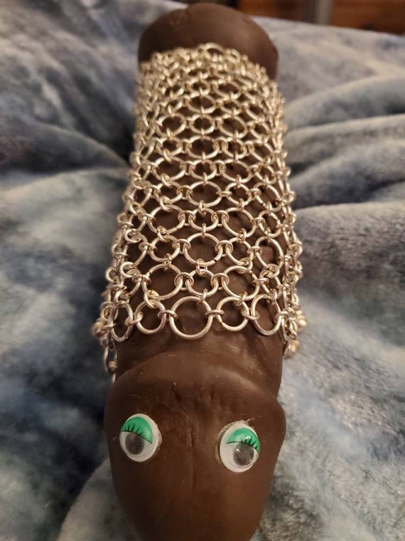 Cock Sheath, Silver Cock Sheath, Jewelry Sheath, Chainmaille Cock