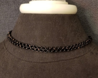 Black choker, black necklace, black day collar, locking day collar, free shipping