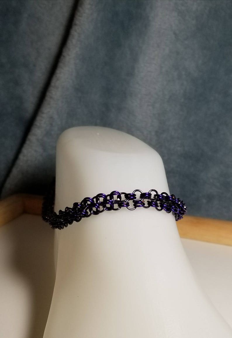 Locking anklet purple and hematite free shipping