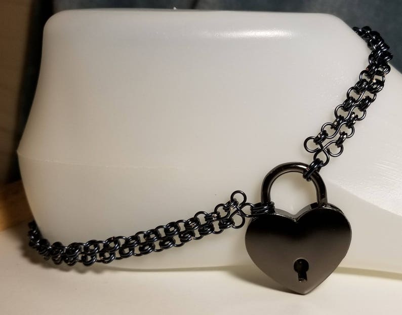 Locking anklet purple and hematite free shipping