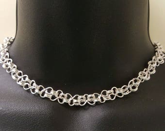 Silver choker, silver necklace, silver collar, silver day collar, locking day collar, free shipping