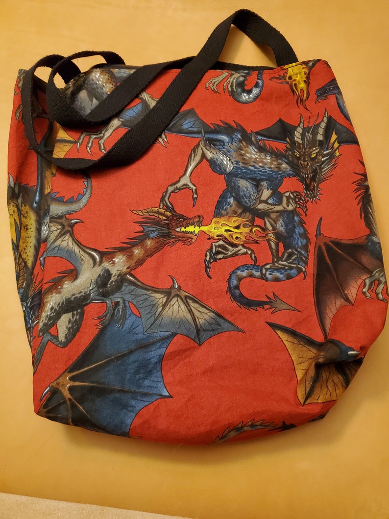 Dragon ToteBeautiful Fabric ToteFully linedlarge inner pocketgift for adultgift for womengift for nerdready to ship