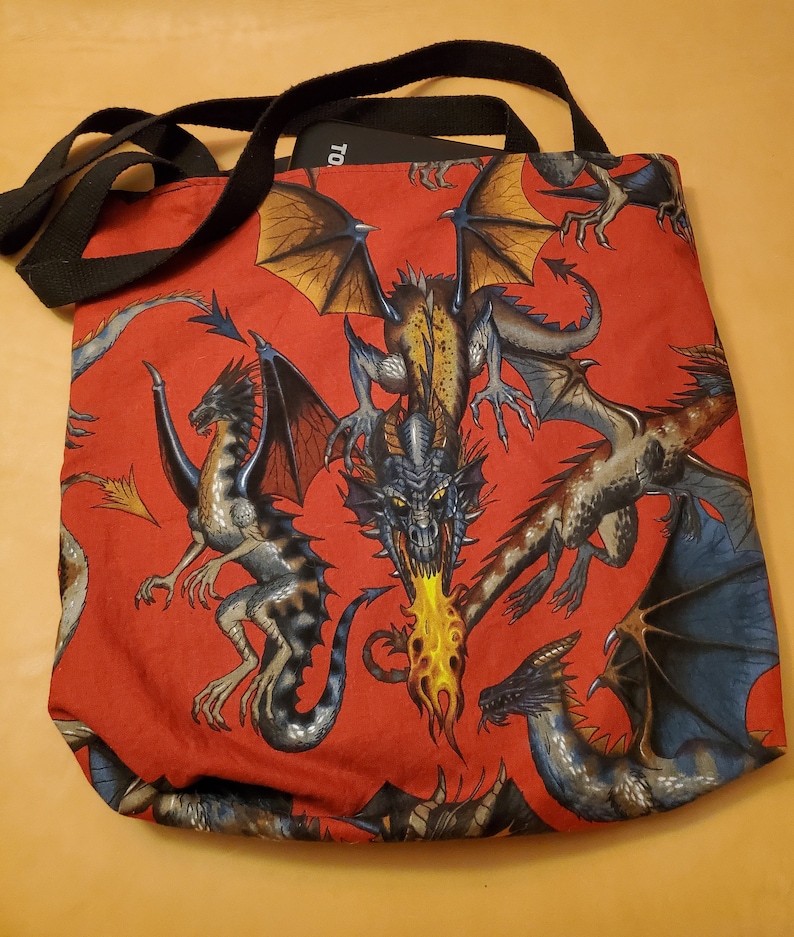 Dragon ToteBeautiful Fabric ToteFully linedlarge inner pocketgift for adultgift for womengift for nerdready to ship