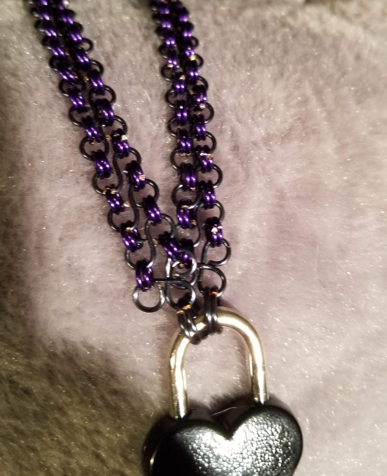 Locking anklet purple and hematite free shipping