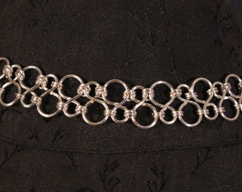 Silver Infinity (Oblong) Symbol Collar, Silver Day Collar, Day Collar, Locking Day Collar, Silver Necklace, Silver Choker, Free Shipping