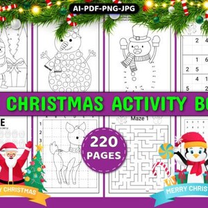 Christmas Activity Coloring Workbook| 200 PRINT activities | Digital Coloirng book