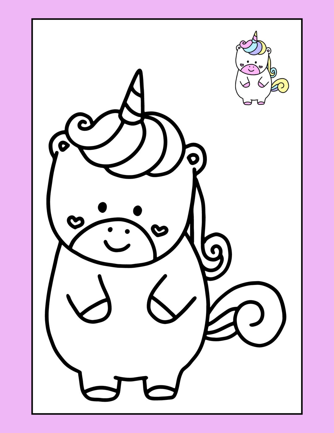 Unicorn Coloring Pages| Digital Book| 8pages |PDF EASY DOWNLOAD - Etsy