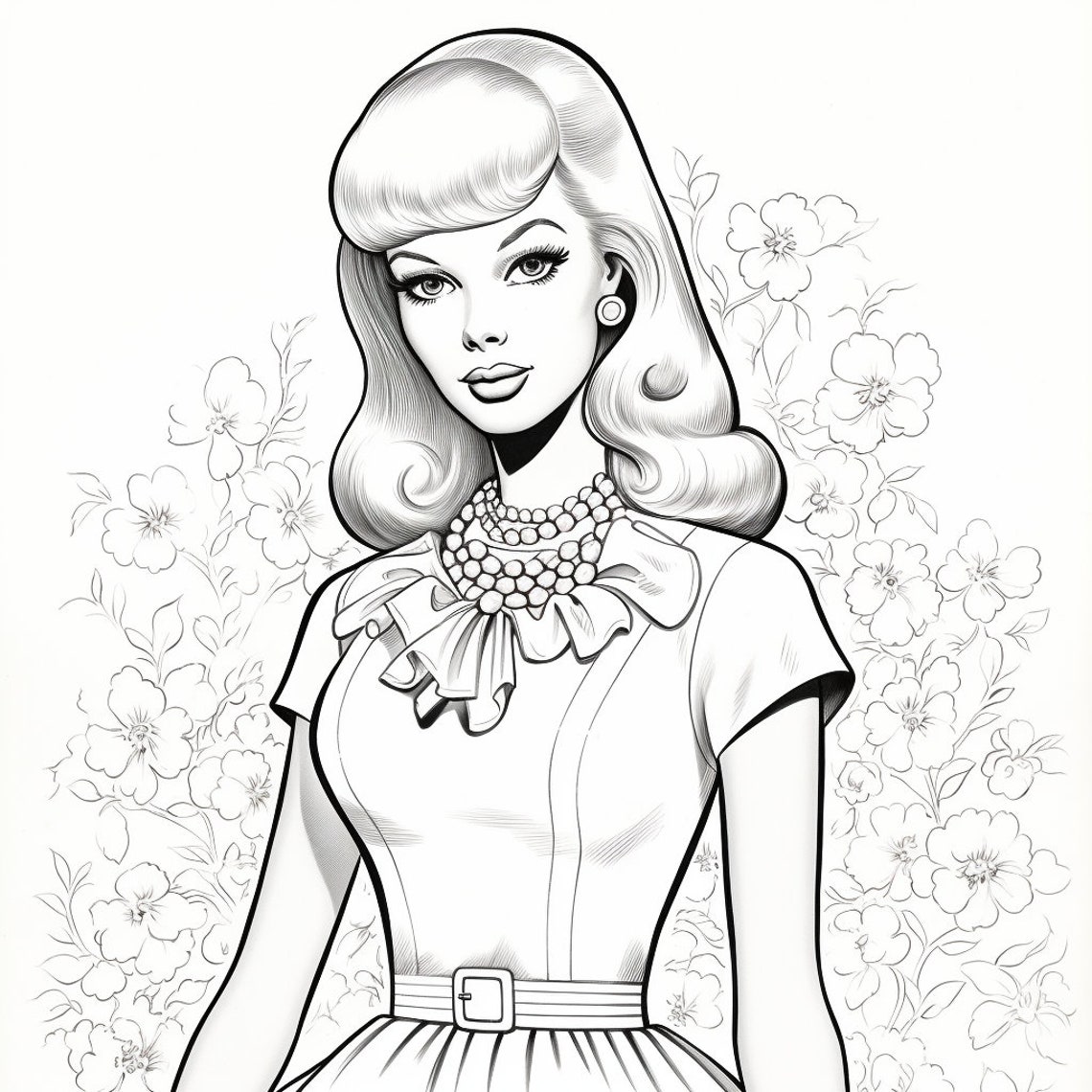 Vintage Barbie Coloring Pages - Digital Download - Set of 10 - Etsy