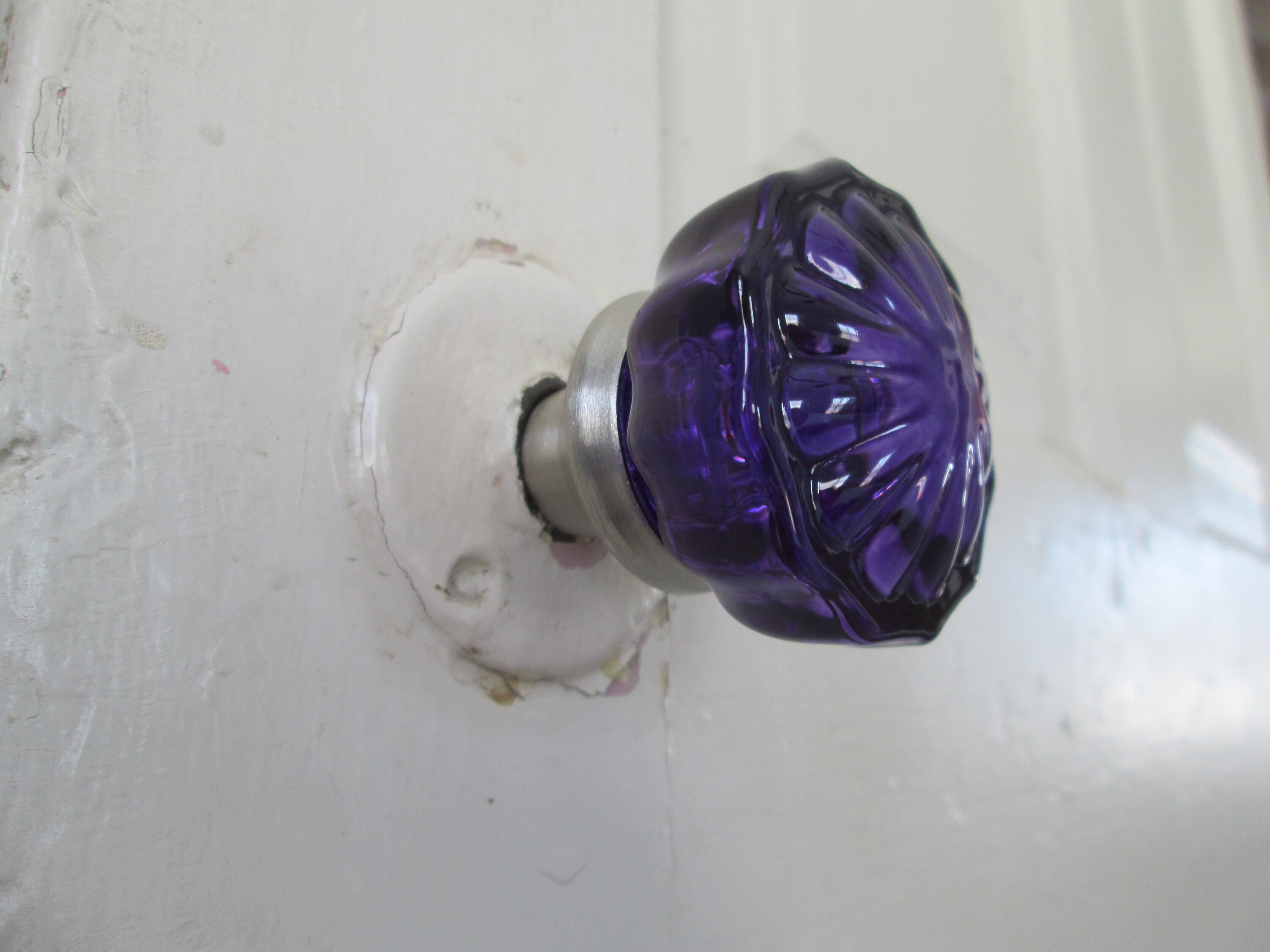 Vintage crystal style glass door knob set Colored / Stained Etsy