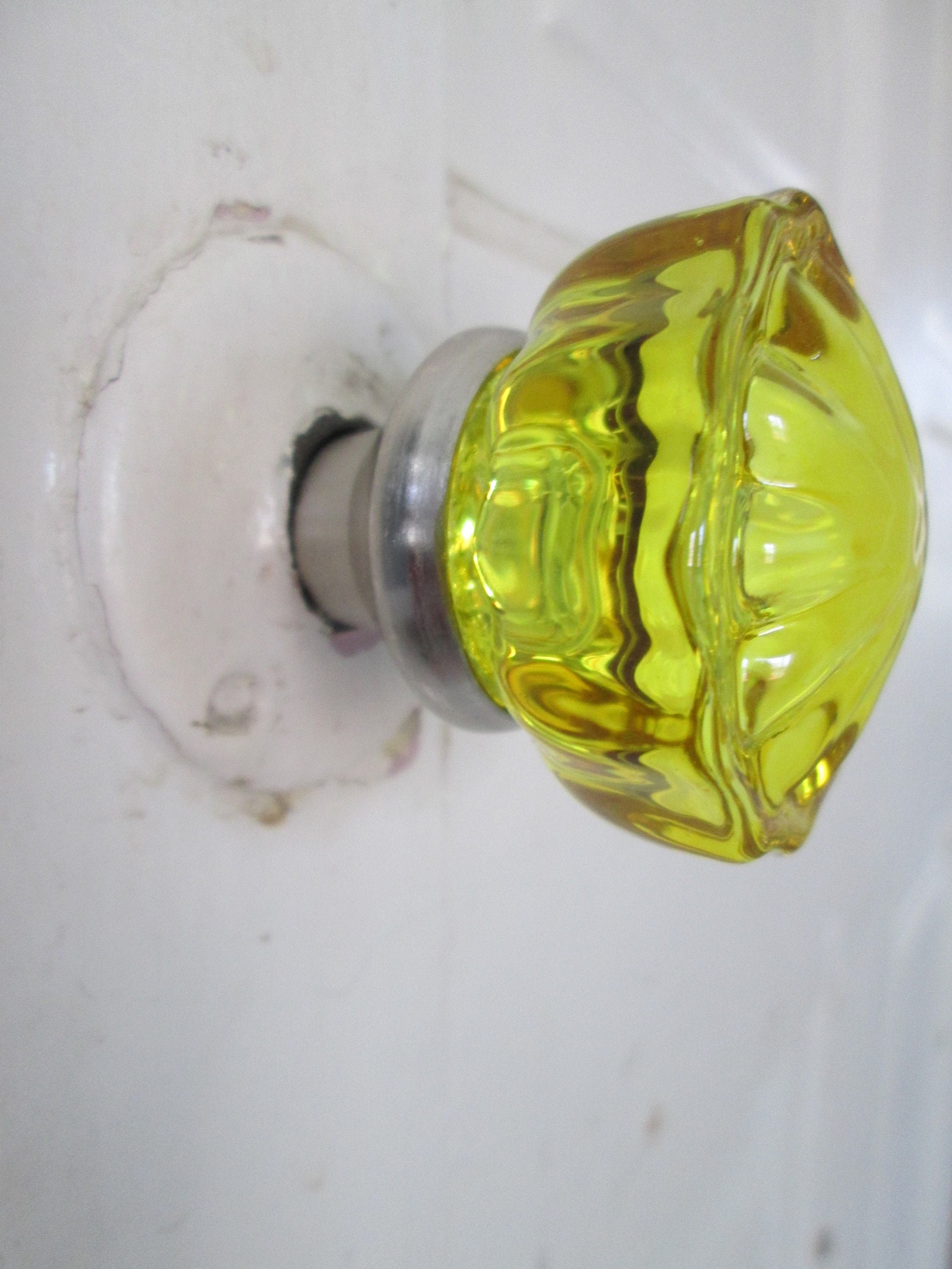 Vintage crystal style glass door knob set Colored / Stained Etsy