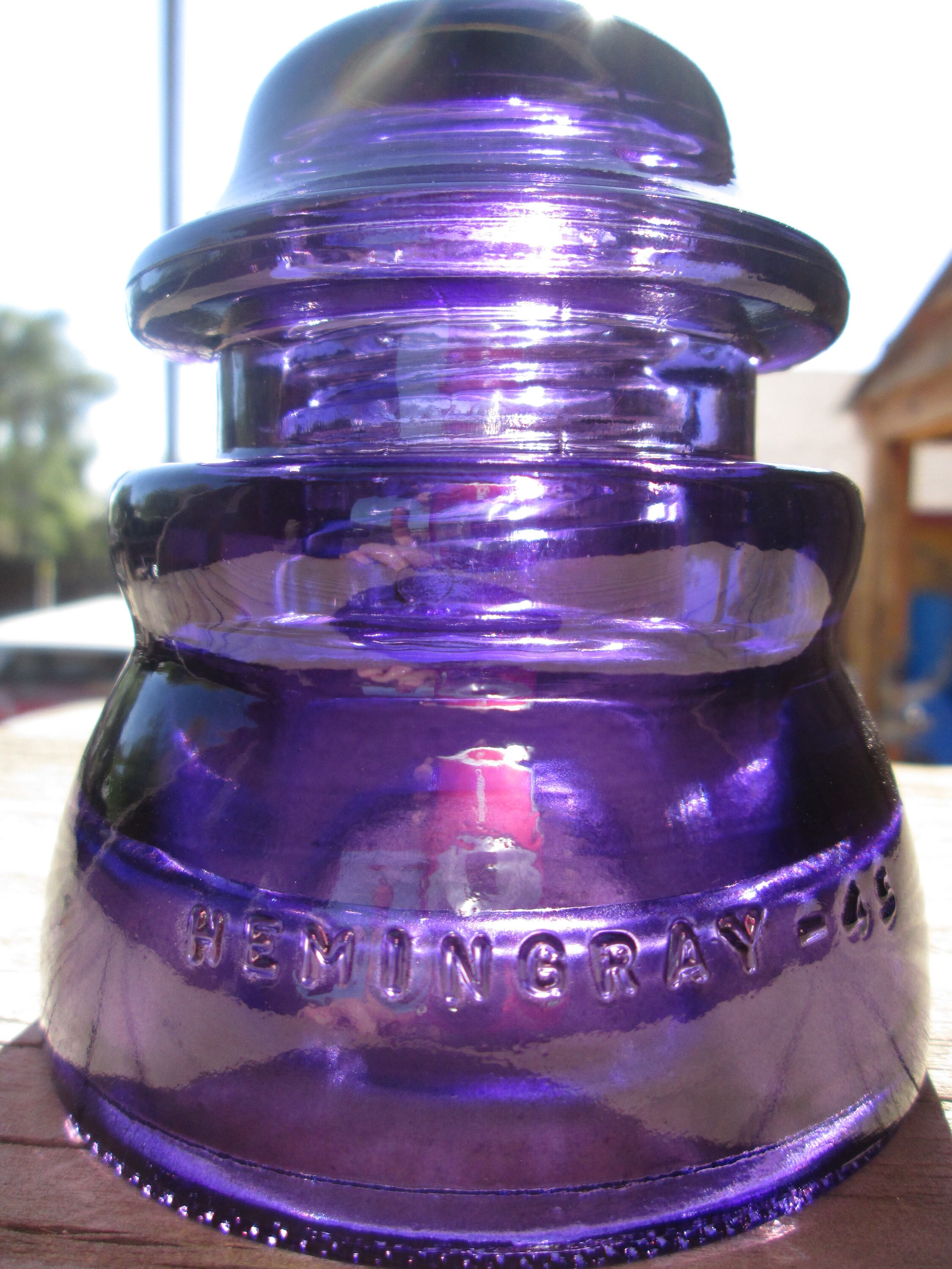 Vintage hemingray 45 CD 155 Glass insulator Colored / Stained  Deep P…