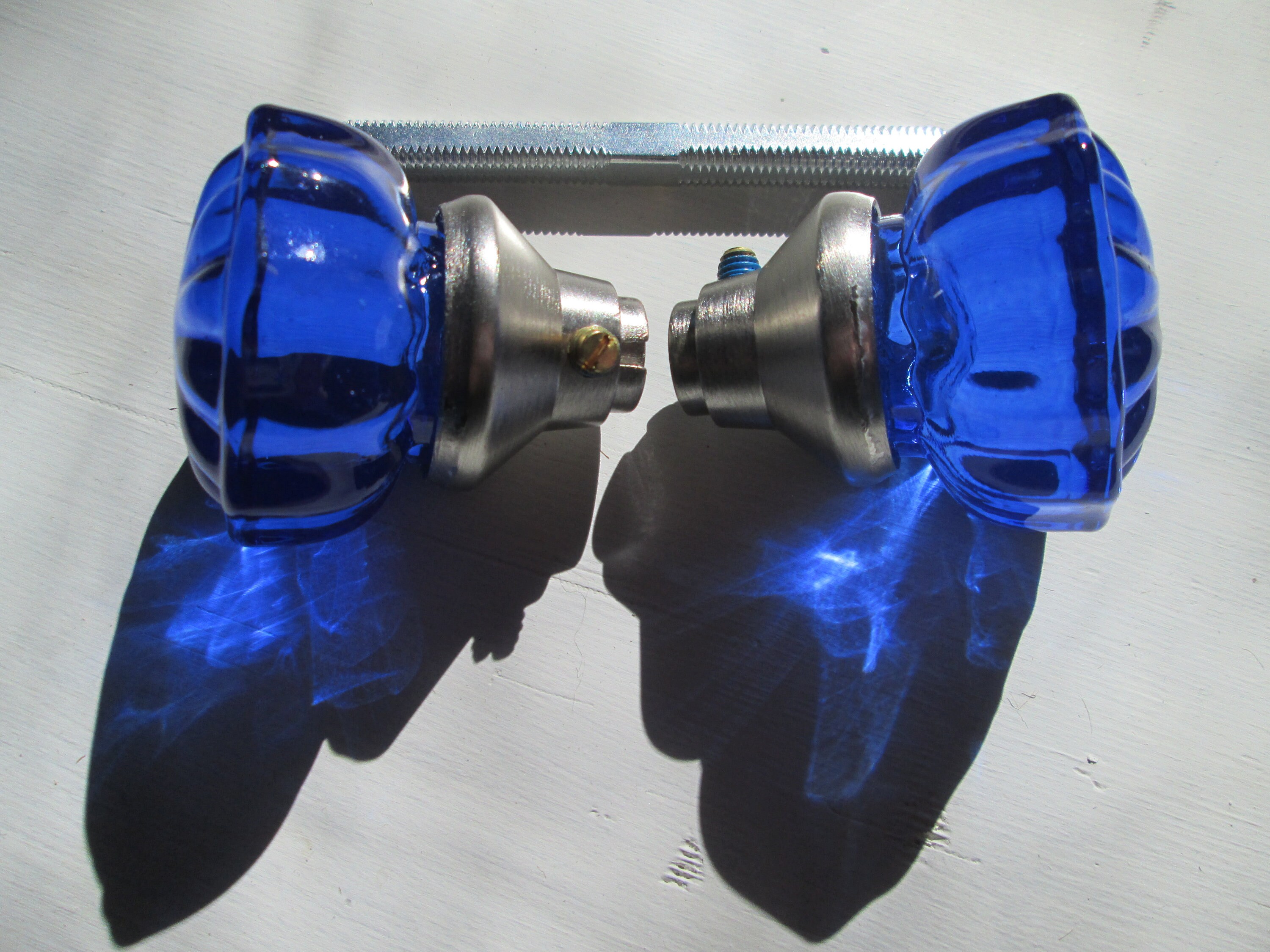 Vintage crystal style glass door knob set Colored / Stained Etsy