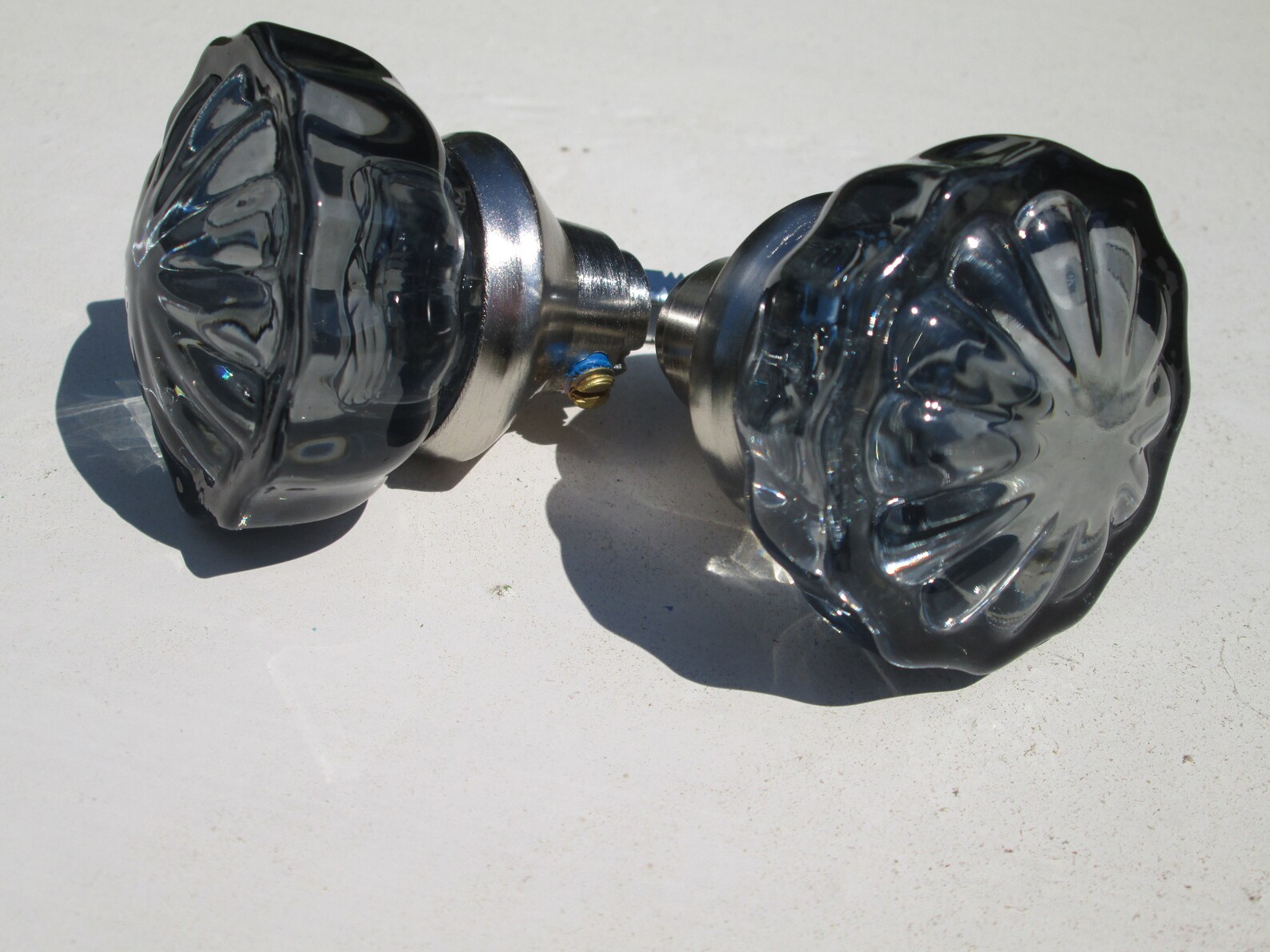 Vintage crystal style glass door knob set Colored / Stained Etsy