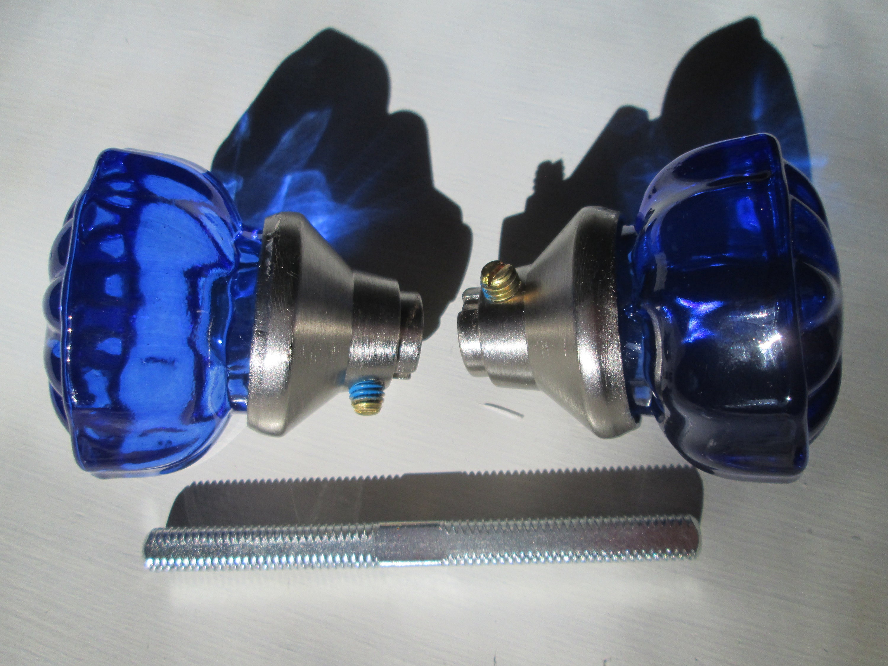 Vintage crystal style glass door knob set Colored / Stained Etsy