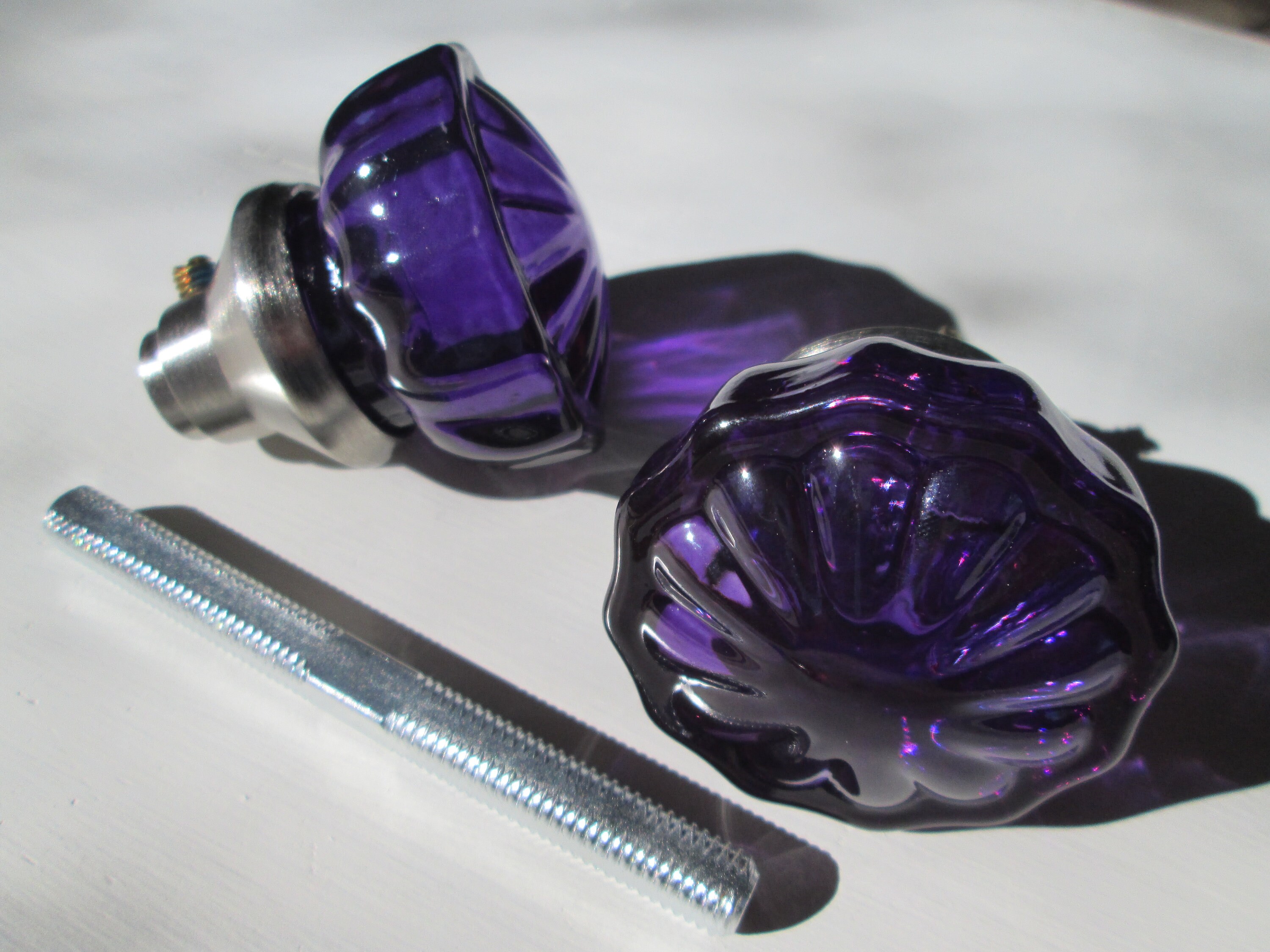 Vintage crystal style glass door knob set Colored / Stained Etsy