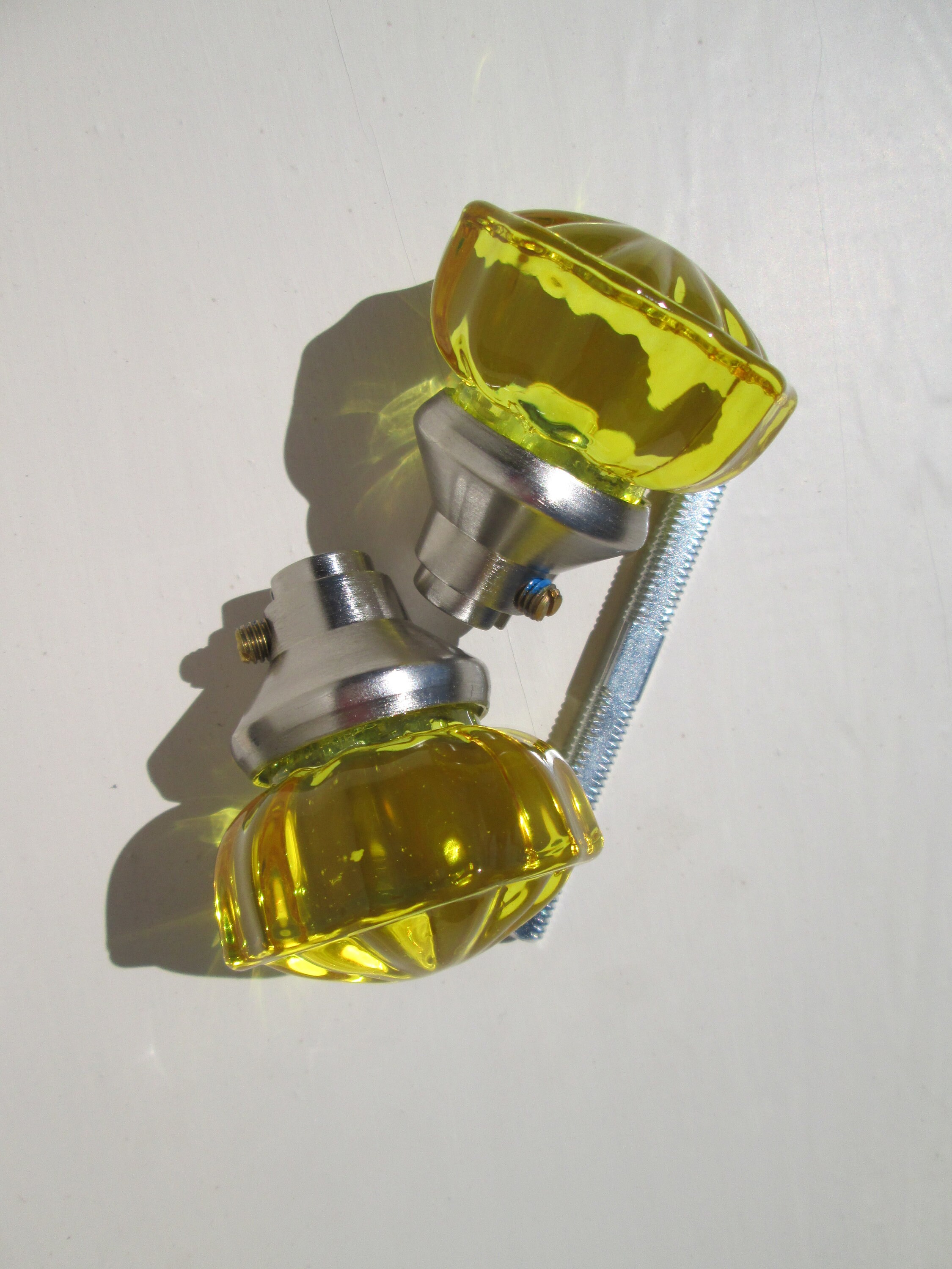 Vintage crystal style glass door knob set Colored / Stained Etsy