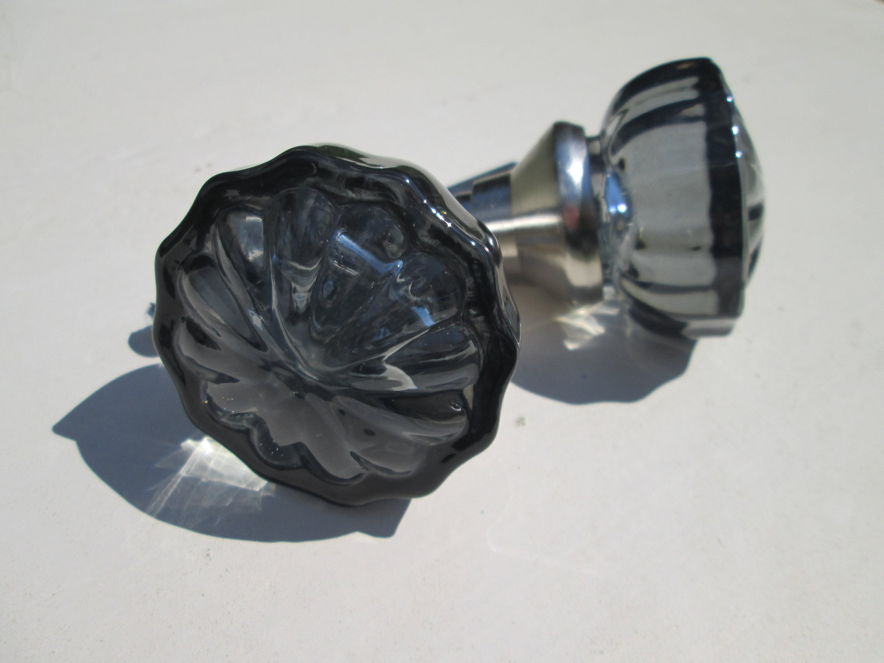 Vintage crystal style glass door knob set Colored / Stained Etsy