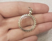 Clear Floating Locket - 925 Sterling Silver and Acrylic - Holds Cherished Items, Keepsakes, Locks of Hair, or Photos 25mm
