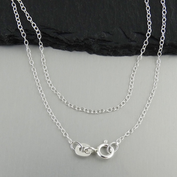 1mm Cable Chain with Spring Ring Clasp - 925 Sterling Silver - Bulk Options - 16", 18", 20" Inch