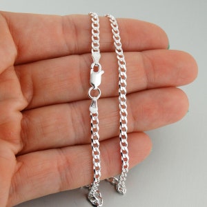 3.1mm Curb Chain Necklace - 925 Sterling Silver - 16" 18" 20" 22" 24" 30"