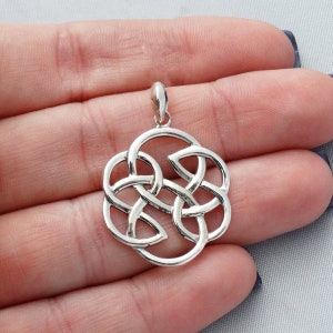 Celtic Knot Pendant - 925 Sterling Silver - Irish Twisted Knot Detailed Charm 23mm