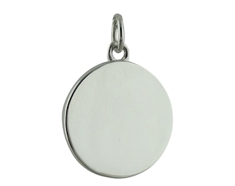 Sterling Silver Round Stamping or Engraving Blank Pendant 15mm