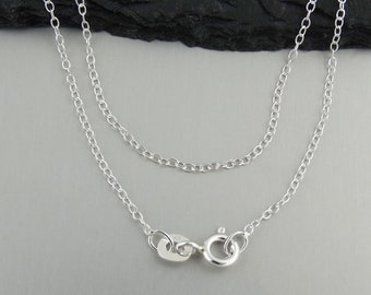 Sterling Silver Cable Chain with Spring Ring Clasp - 1mm Chain 16", 18", 20"