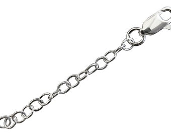 3mm wide 2" long Chain Extender with Lobster Clasp - 925 Sterling Silver - 2" Extension for Necklace