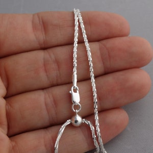 Adjustable 2mm Twisted Criss Cross Rope Chain Necklace, Adjusts up to 22" - 925 Sterling Silver