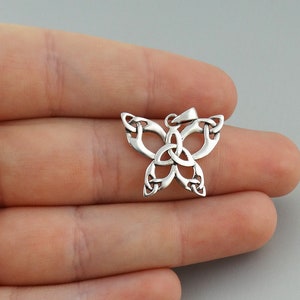 Celtic Butterfly Knot Pendant - 925 Sterling Silver - Irish Knot Triquetra Design Charm 22mm x 20mm