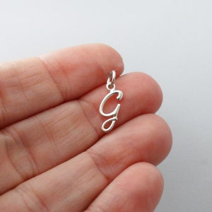 Breloque initiale lettre G en argent sterling - Argent 925 - joli pendentif alphabet délicat 14 mm x 6 mm