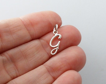Jewel Tie Sterling Silver Fancy Script Initial G Charm Jewel Tie Sterling Silver Fancy Script Initial G Charm
