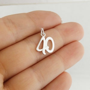 Sterling Silver Number 40 Charm - 14mm x 13mm Birthday, Anniversary, Lucky Number Pendant