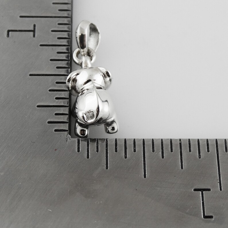 3D Elephant Dangling by Trunk Charm 925 Sterling Silver Detailed Double Sided 3 Dimensional Zoo Safari 20mm x 9mm image 2