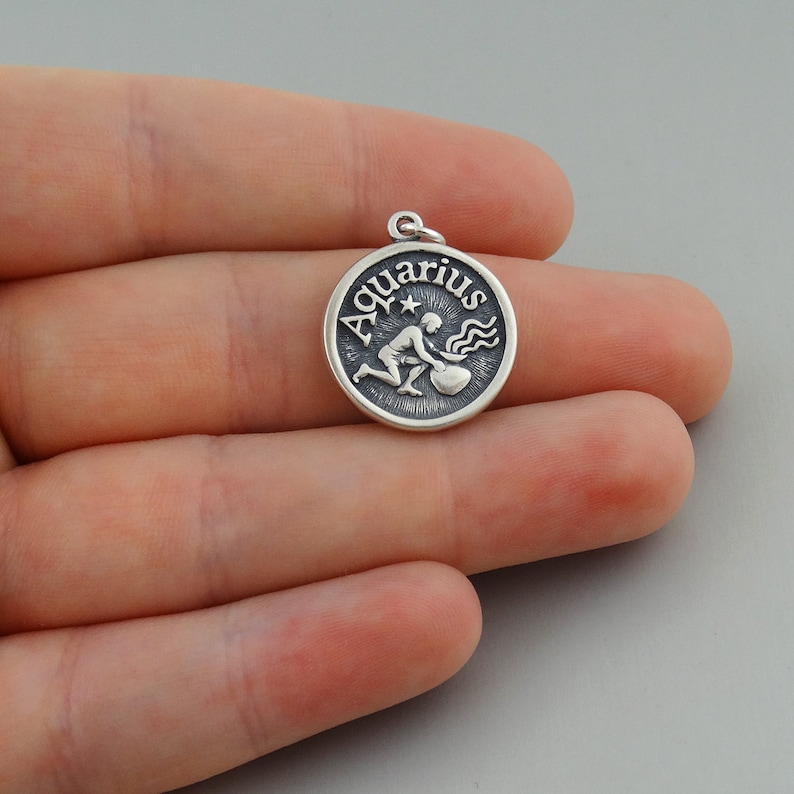 Ag Sterling - Aquarius Sterling Silver & CZ Zodiac Charm