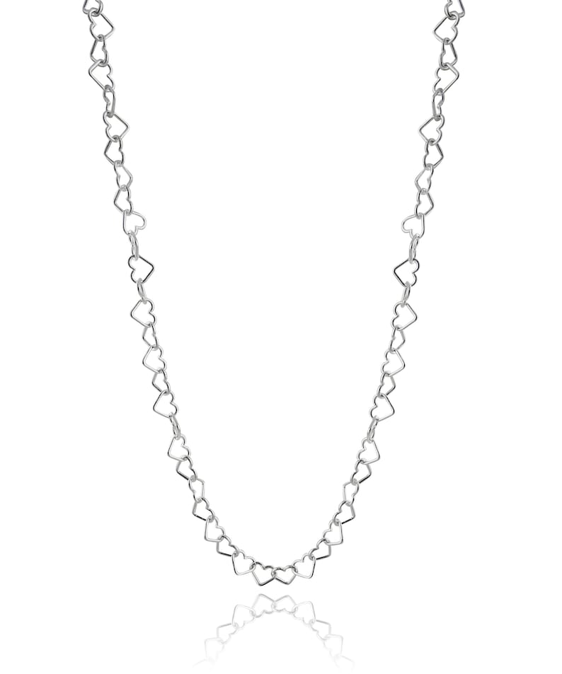 6mm Heart Link Chain Necklace 925 Sterling Silver Open Etsy