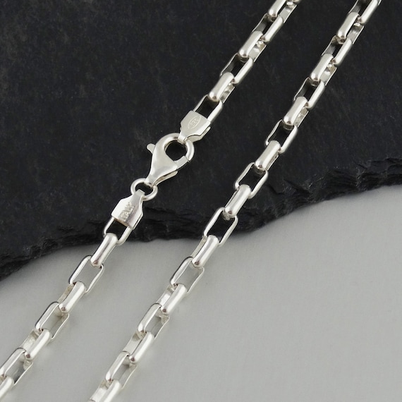 アクセサリー BONEE BOX LINE NECKLACE LONG 925 4.1mm Long Link Box Chain Necklace - 925 Sterling Silver - 16