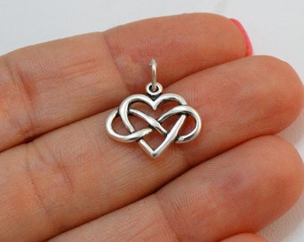 Sterling Silver Tiny Infinity Heart Charm - 15mm Love Infinity Symbol
