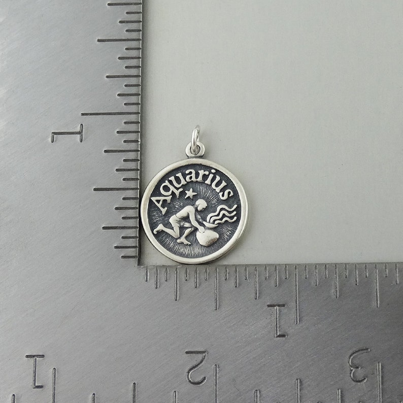 Ag Sterling - Aquarius Sterling Silver & CZ Zodiac Charm main image 1