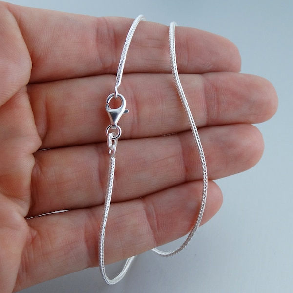 1mm Round Foxtail Chain Necklace - 925 Sterling Silver - 16", 18", 20", 24", 30"