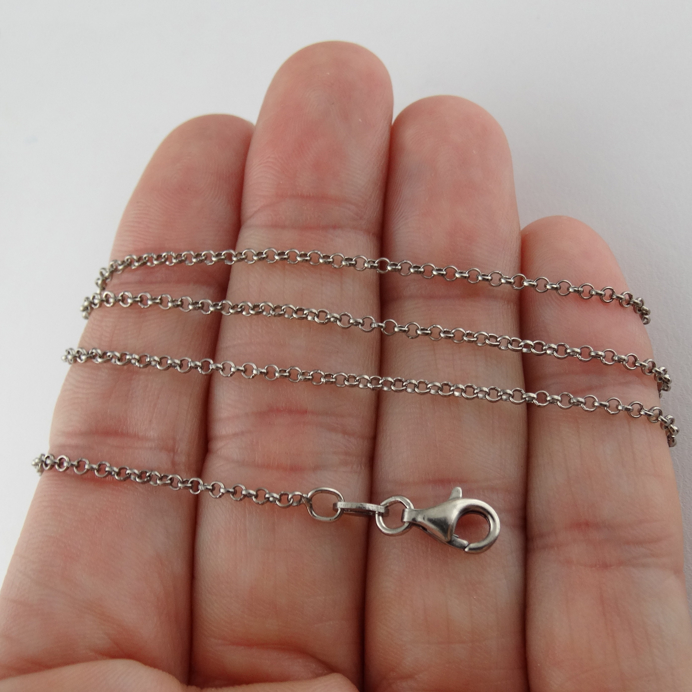 1.2mm Oxidized Rolo Chain Necklace 925 Sterling Silver Etsy