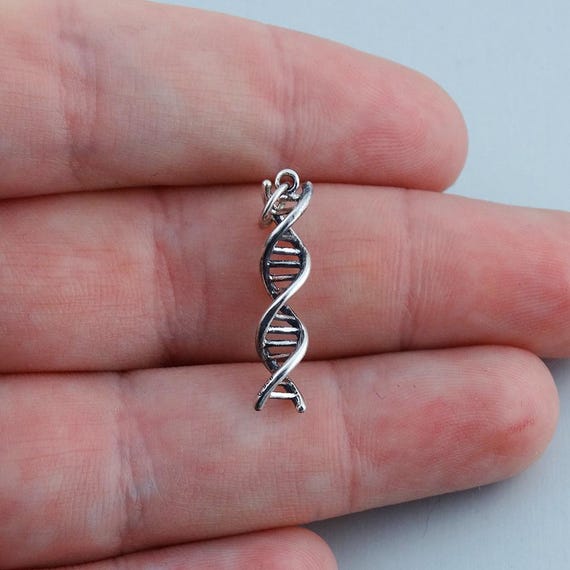 Sterling Silver DNA Double Helix Charm - 23mm X 5mm Science