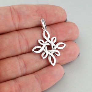 Celtic Knot Pendant - 925 Sterling Silver - Irish Knot Detailed Charm 30mm x 25mm