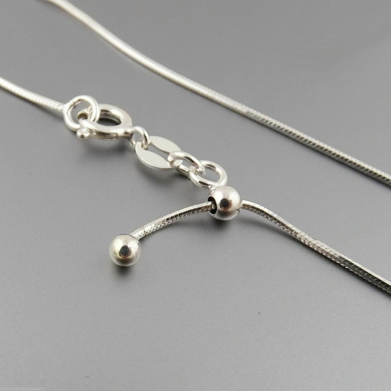0.8mm Adjustable Snake Chain Necklace, Adjusts up to 22" - 925 Sterling Silver