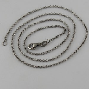 1.2mm Oxidized Rolo Chain Necklace 925 Sterling Silver 16, 18, 20, 24 ...